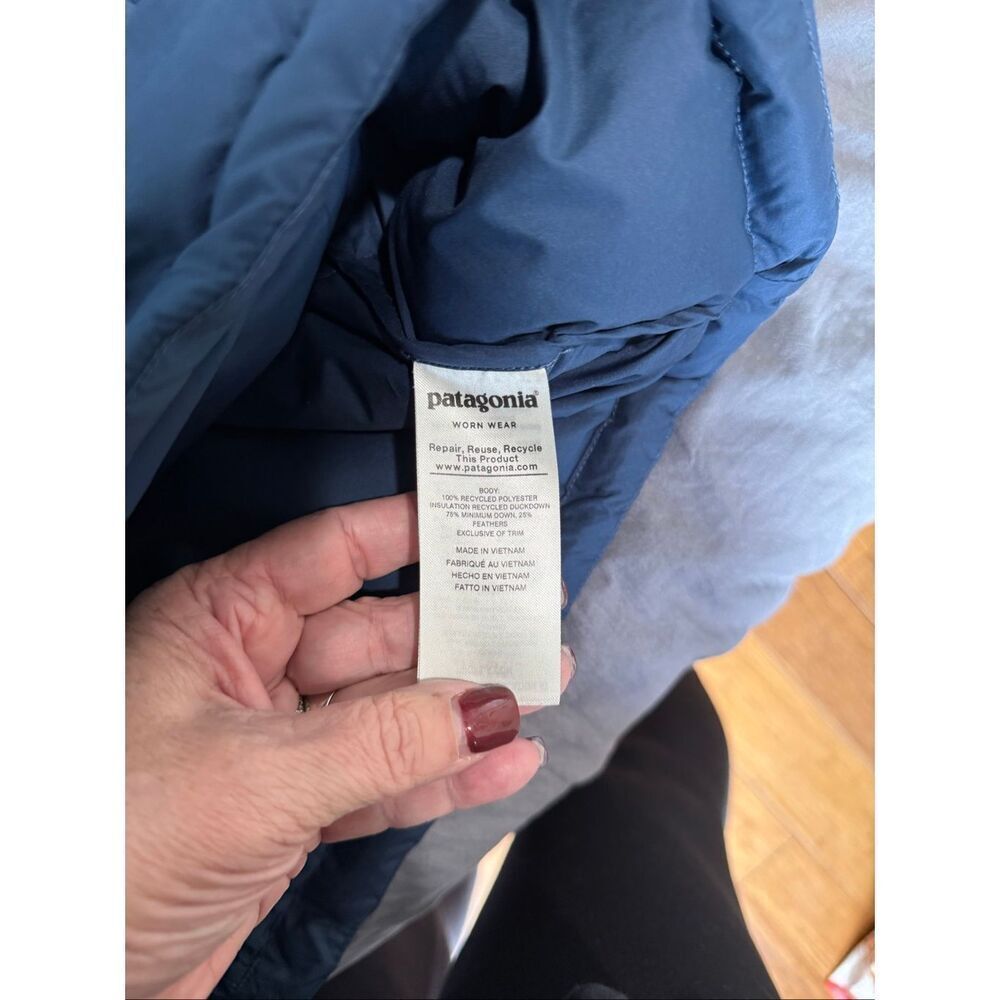 Patagonia Vintage Goose Down Blue Puffer Jacket Boys  Medium - Picture 10 of 13